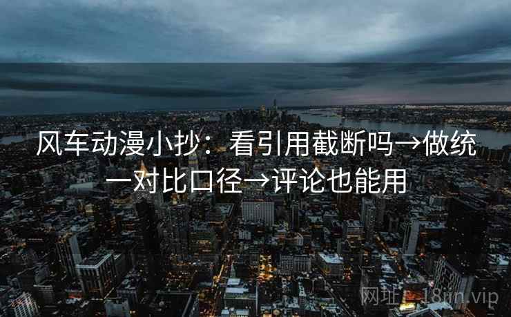 风车动漫小抄:看引用截断吗→做统一对比口径→评论也能用