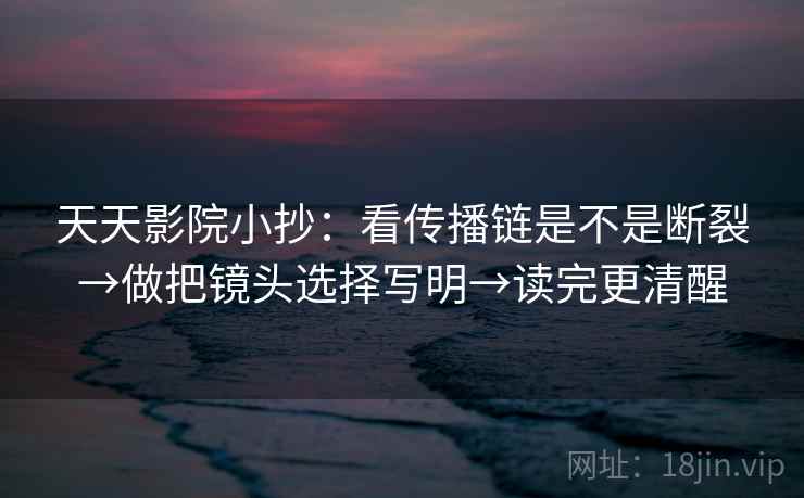 天天影院小抄:看传播链是不是断裂→做把镜头选择写明→读完更清醒 第2张 天天影院小抄:看传播链是不是断裂→做把镜头选择写明→读完更清醒 第2张