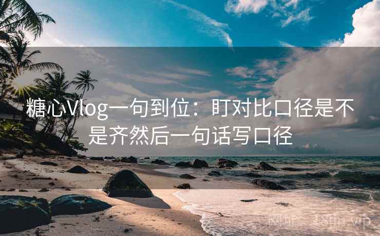 糖心Vlog一句到位:盯对比口径是不是齐然后一句话写口径